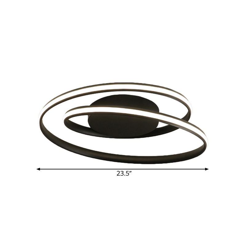 Lampada da incasso a soffitto modernista a LED circolare in metallo da 18"/23,5" W con luce nera, calda/bianca