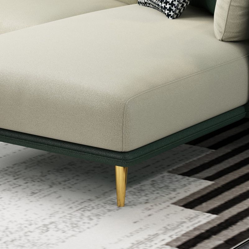 Glam Style 34.25 " H Faux Leather Square Arm Sofa & Chaise for Living Room