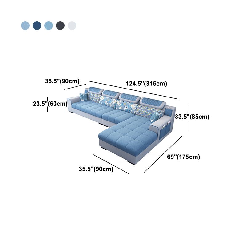 Recessed Arm L-Shape Modular Furniture Sectionals for Four People