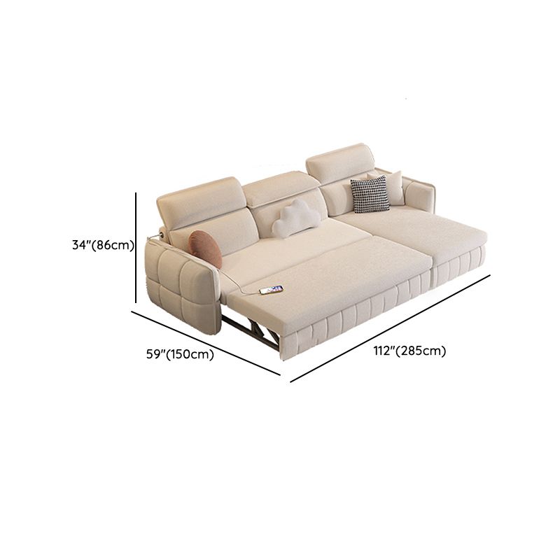 Modern & Contemporary Faux leather Upholstered Futon Sofa Bed in White