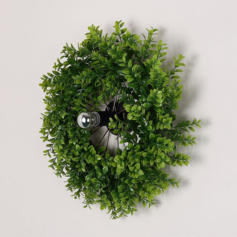 Wagon Wheel Metal Sconce Lamp Antique 1 Light Restaurant LED Plant Wall Mount Lighting in Black