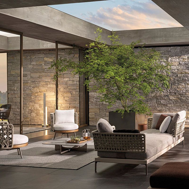 Aluminum Patio Sofa 1 PC UV Resistant Outdoor Patio Sofa with Cushion