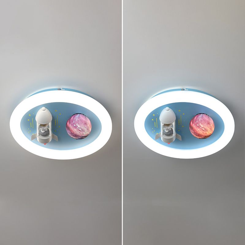Cartoon métallique rond encastré LED lampe unique Chambre d'enfants encastré luminaire