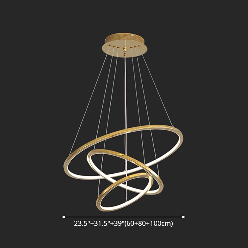 Contemporary Orbicular Chandelier Lamp Metallic Simplicity Hanging Lamp Kit for Living Room