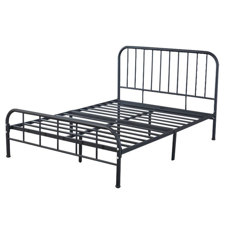 Black and White Open-Frame Bed Industrial Spindle Slat Bed With Custom Gold Legs