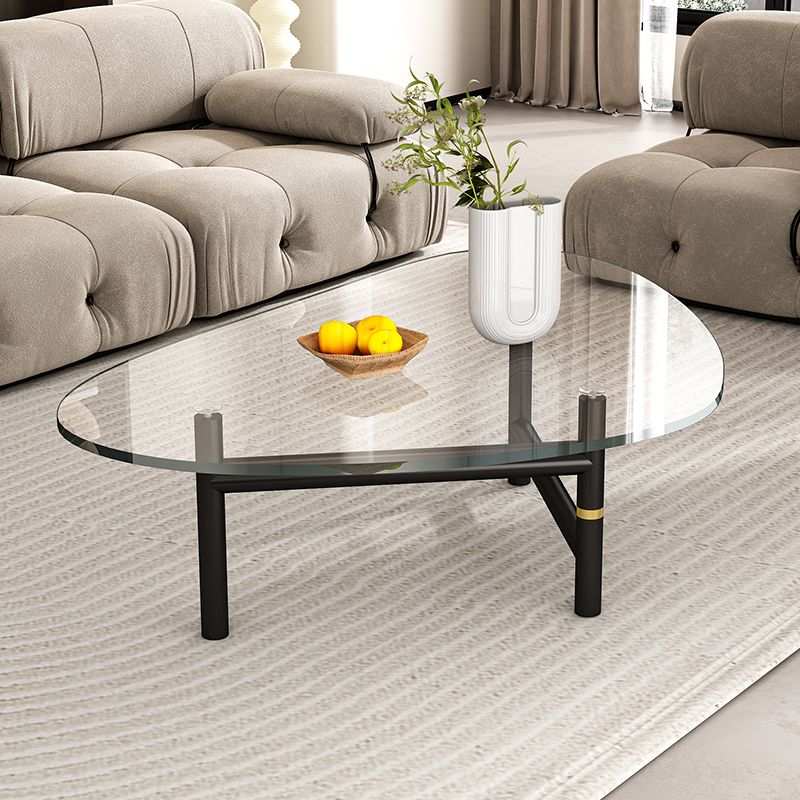 Modern Tempered Glass Top Coffee Table Triangle Coffee Table