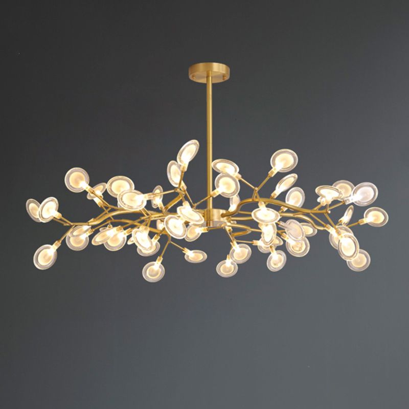 Gold Firefly Adjustable Pendant Light in Modern Luxury Style Copper Sputnik Ceiling Light with Acrylic Shade