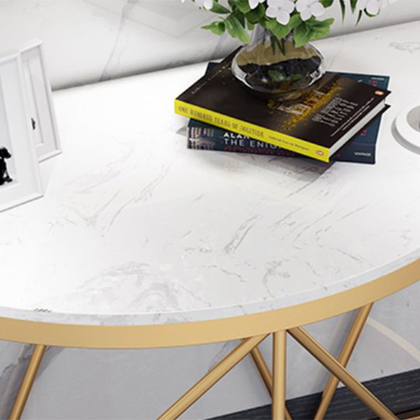 Glam Marble Console Table Half Moon Iron Accent Table for Hall