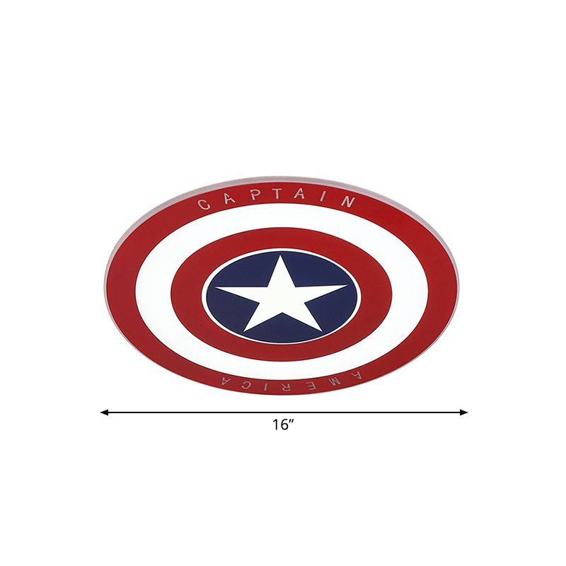 Acrilico Circolare LED Tetto Fissaggio con Star American Flush Mount Light in Blue e Red per Ragazzi Bedroom