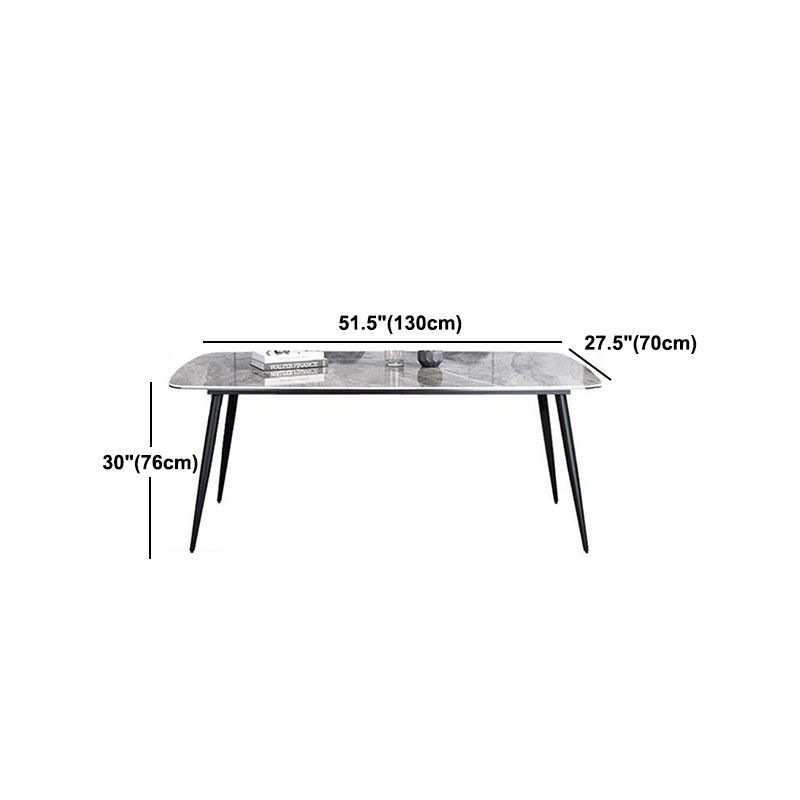 Stone Rectangle Industrial Table Standard Height Dining Room Table with 4 Legs