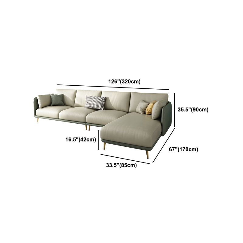Green 4-seater Sectional Sofa Faux Leather L-shape Sectional