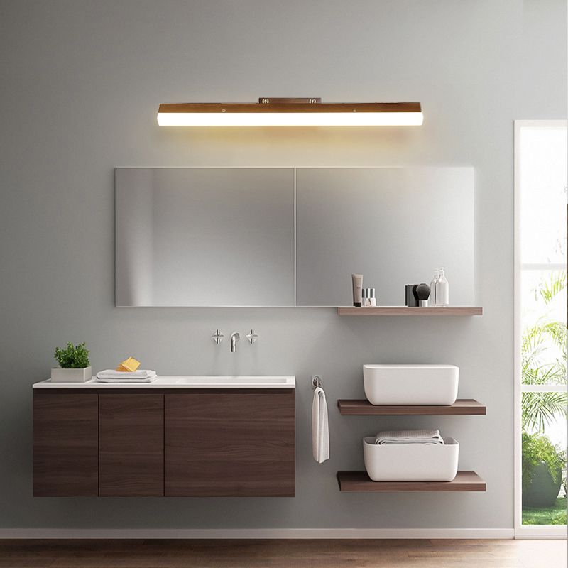 Miroir à LED en bois Light moderne nordique ajusté en application murale à la salle de bain pour la salle de bain