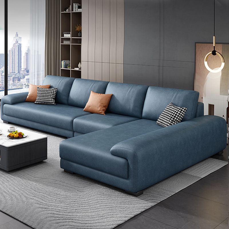 133.9"W √ó 70.87"D √ó35.43"H Faux Leather Pillow Top Arm Sectional with Stain-Resistant