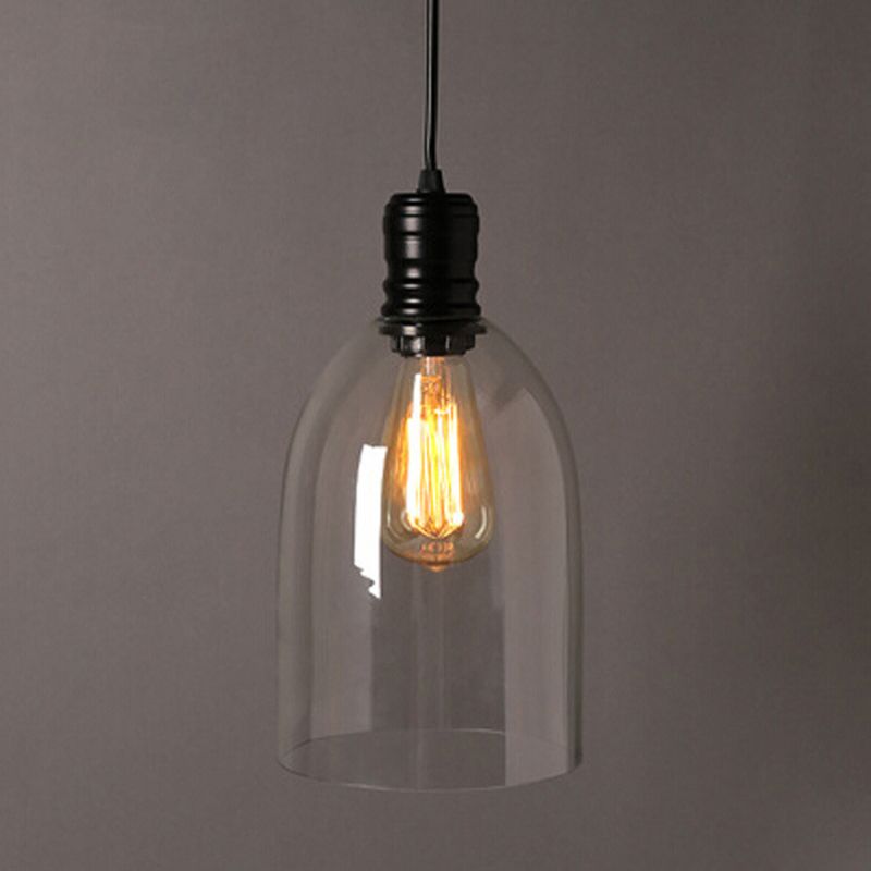 1 Light Bell Pendant Lamp Industrial Minimalist Clear Glass Hanging Lamp Kitchen Sink