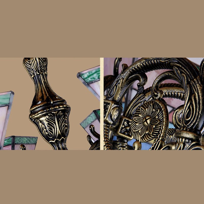 Costeo de techo de forma de bocina Candelera de vidrieras victoriana de estilo tiffany para hotel