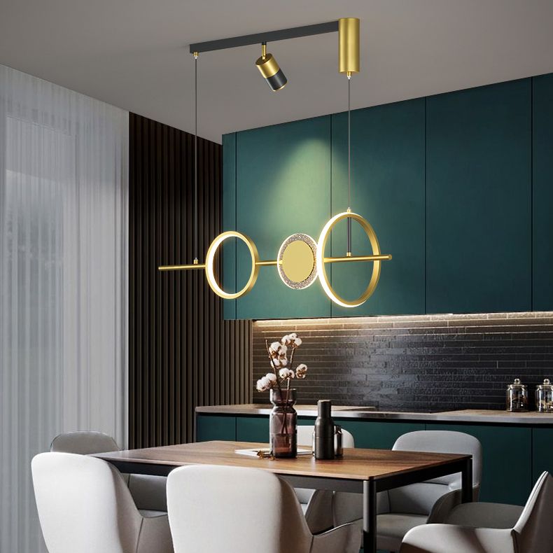 Geometric Island Lighting Fixtures Contemporary Metal Island Lighting Ideas in Gold