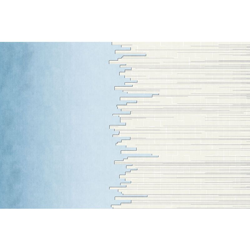 Stylish Modernism Rug Blue and White Striped Pattern Rug Pet Friendly Anti-Slip Washable Area Rug for Decoration