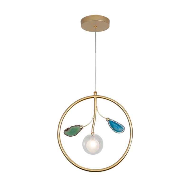 Cage Pendant Ceiling Light Modernist Metal 1 Bulb LED Gold Suspended Lighting for Foyer