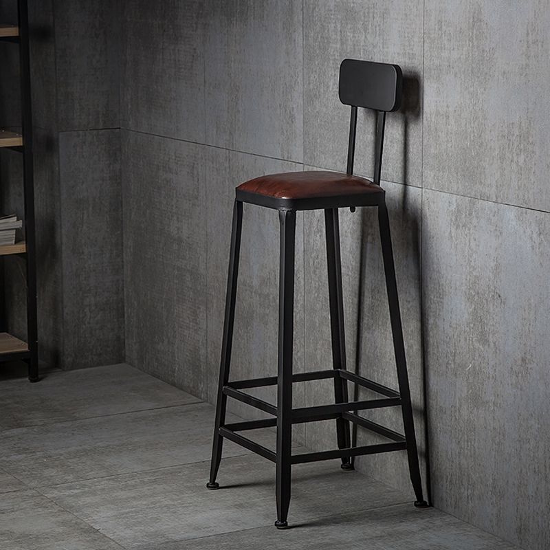 Industrial Footrest Armless Barstool Leather Stackable Coffee Shop Stool