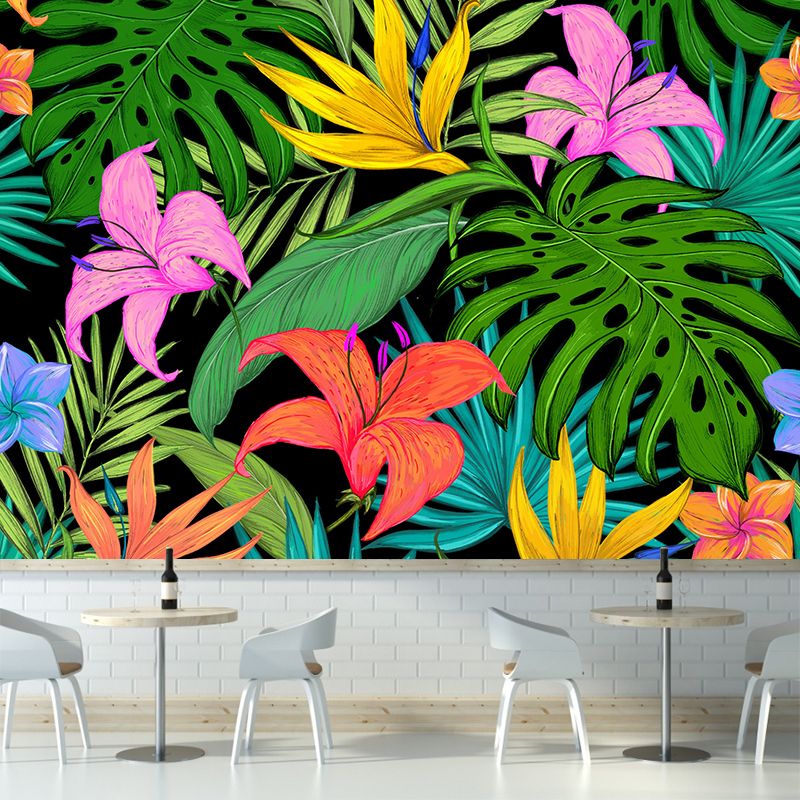 Leaves Pattern Mural Decal Tropical Decorative Illustration Kitchen Wall Covering