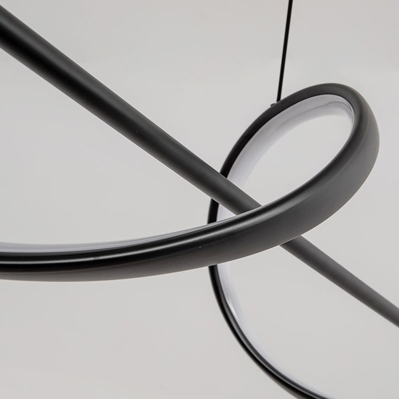 Modern LED Metal Pendant Light Linear Shape Island Light with Silicone Shade for Bedroom