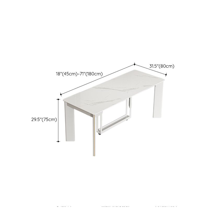 Rectangle Folding Dining Table Wood and Stone Dining Table for Dining Room