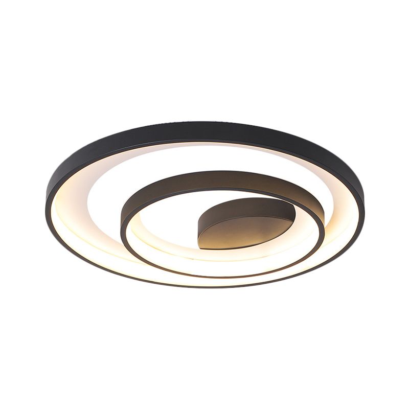 16.5"/20.5" W Circle Ceiling Lamp Simplicity Metallic Sleeping Room LED Flush Mount Lighting in Black, Warm/White Light
