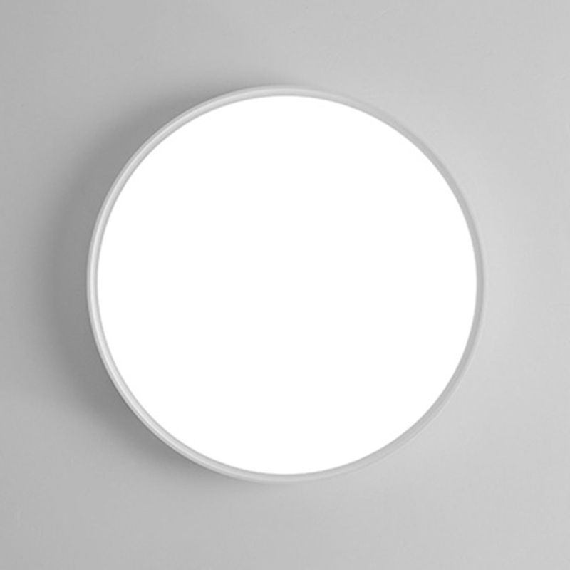 LED Modern Metal Flush Mount Circle Shape Ceiling Light with Plastic Shade for Bedroom
