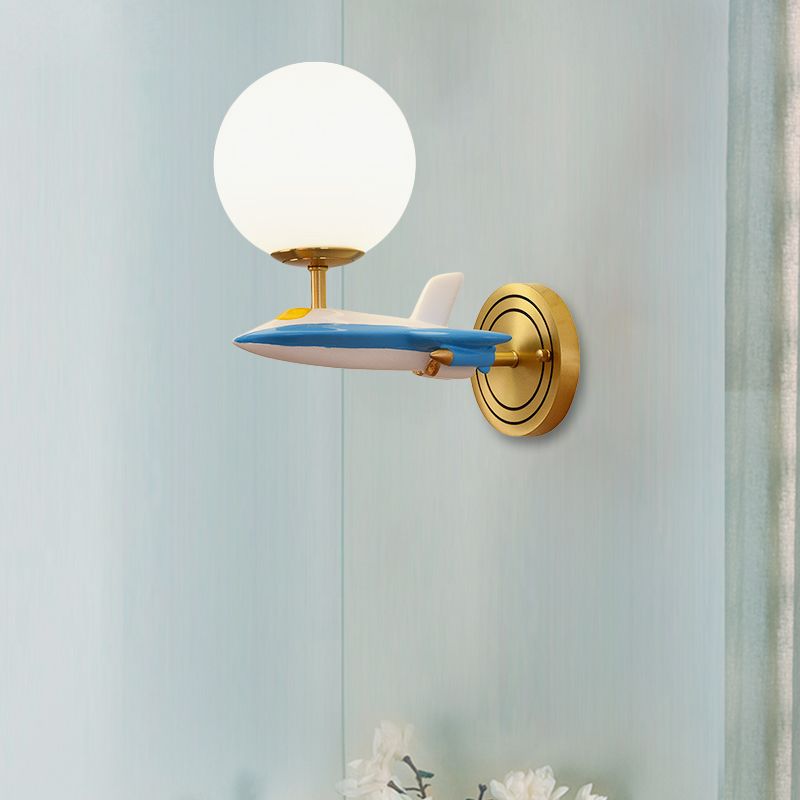 Living Room Sphere Wall Light with Airplane Glass Resin Contemporary Sconce Light