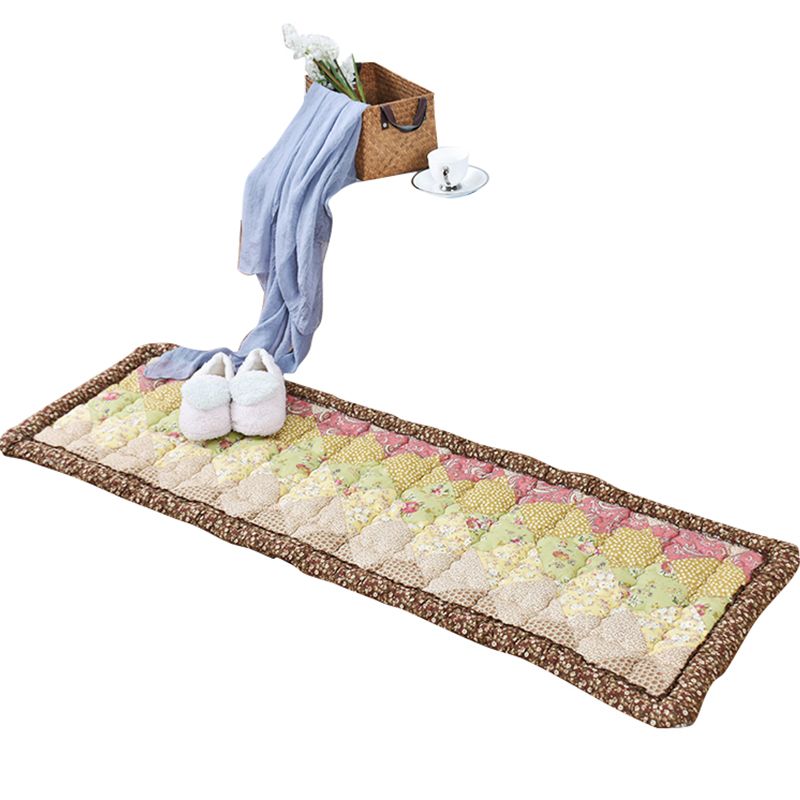 Multi Color Plaid Print Rug Cotton Casual Area Carpet Easy Care Stain-Resistant Washable Indoor Rug for Living Room