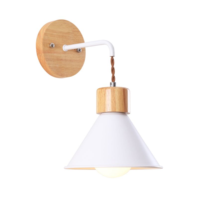 Trumpette Metal Sconce Modernisme 1 tête gris / blanc / rose mural luminaire pour le chevet