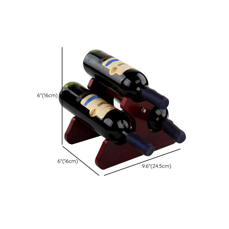 Mid-Century Modern Wine Bottle Rack Tabletop Solid Wood Bottle Holder in Torched Brown