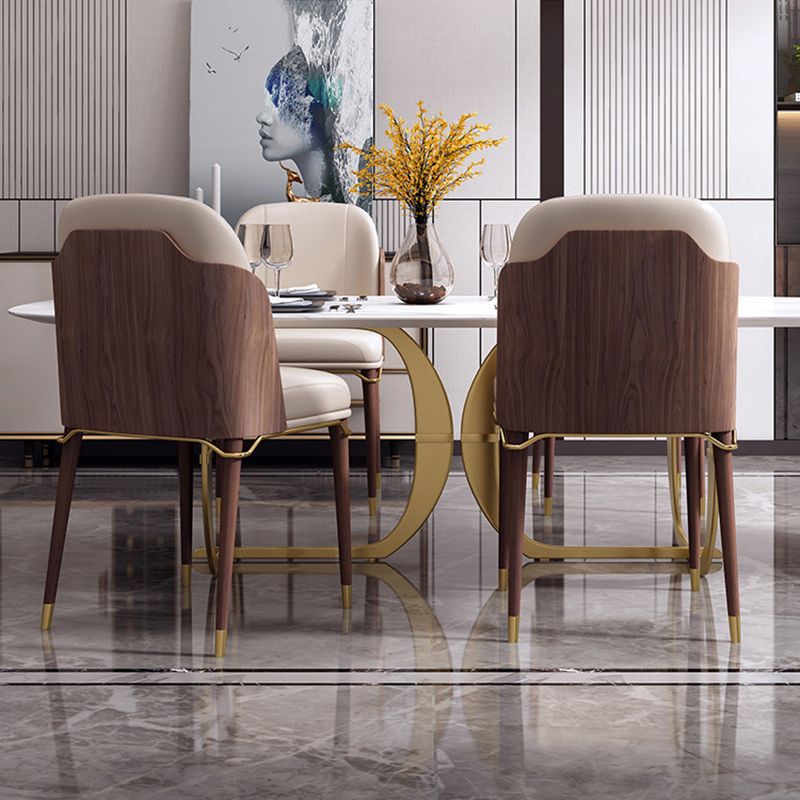 Glam Style Faux Leather Chair Parsons Chair with Wood Legs for Kitchen