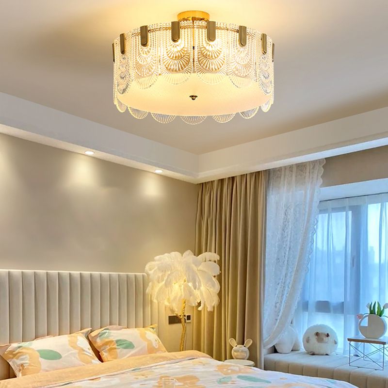 Modern Ceiling Lamp Household Simple Glass Flush Mount Light Fixture for Bedroom