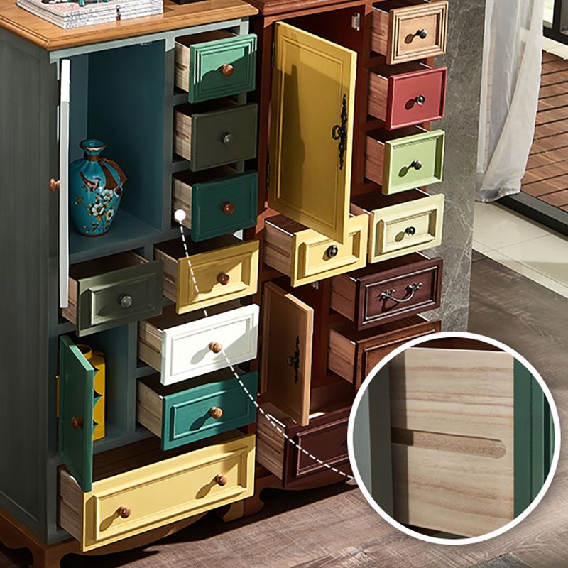 Coastal Storage Chest Dresser Solid Wood Storage Chest with Drawers and Doors