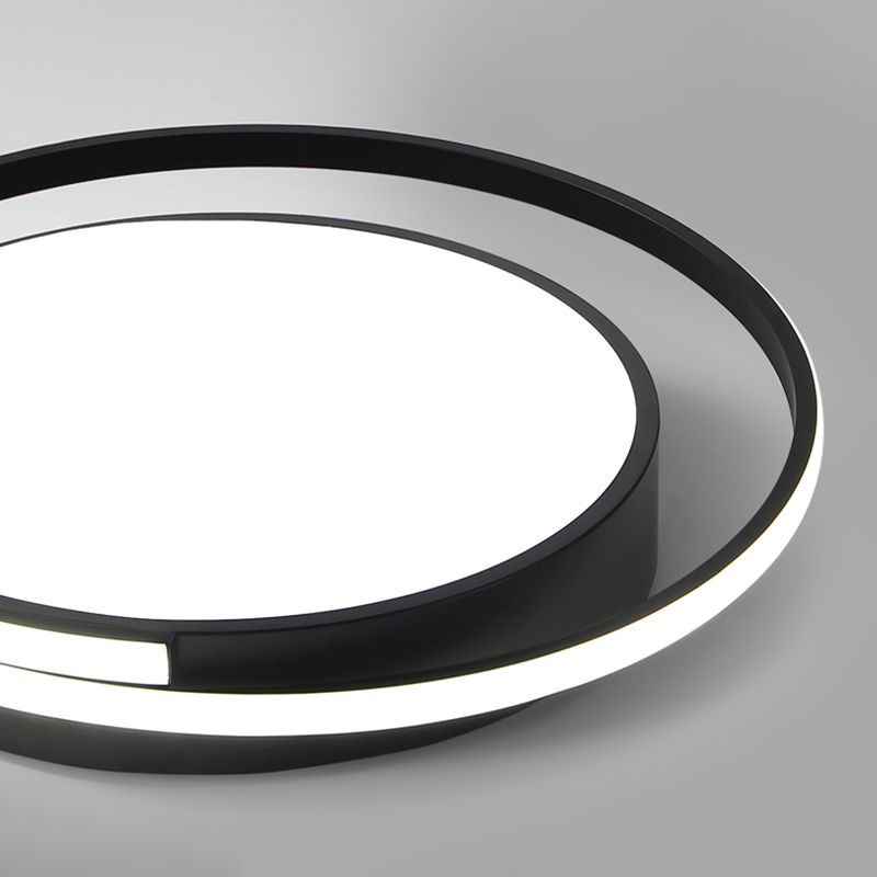 Black and White Metal Flush Mount Modern Style Rounded Ceiling Light Fixture for Bedroom