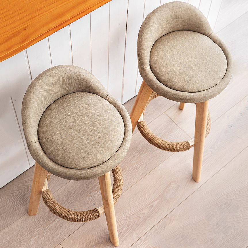 Scandinavian Coffee Shop Low Back Stool Matte Finish Upholstered Bar Stools