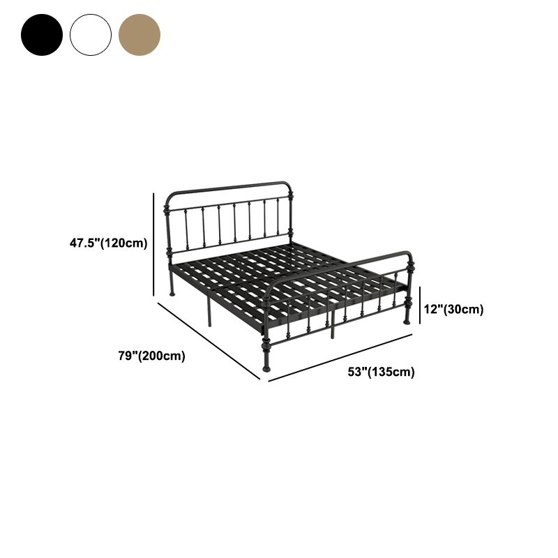 Open-Frame Bed with Spindle Headboard and Metal Legs in Solid Color