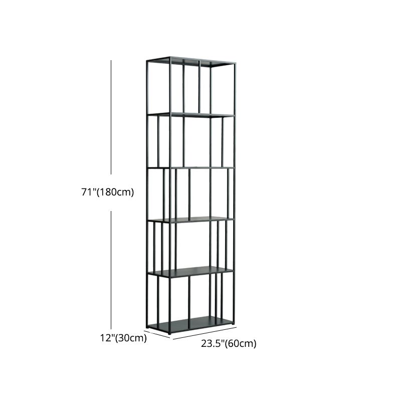 70.87"H Bookcase Black Open Back Modern Style Bookshelf for Home and Office