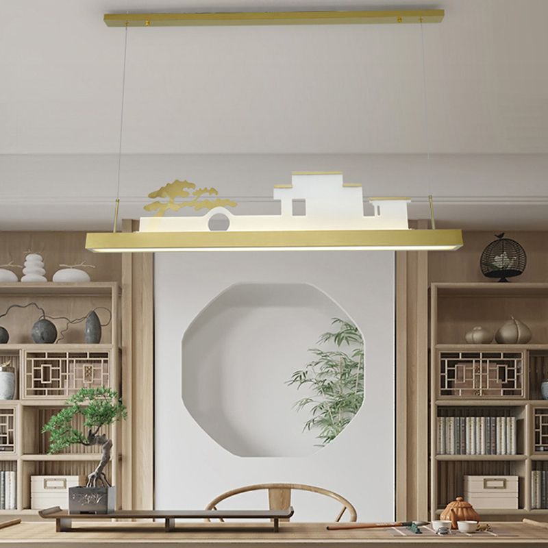 Zeitgenössische Kücheninselbeleuchtung Rechteck Metall 1-Licht Island Lichter