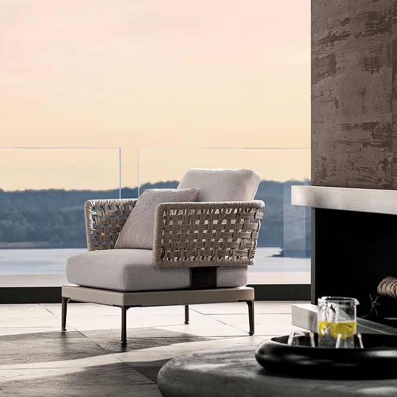 Aluminum Patio Sofa 1 PC UV Resistant Outdoor Patio Sofa with Cushion