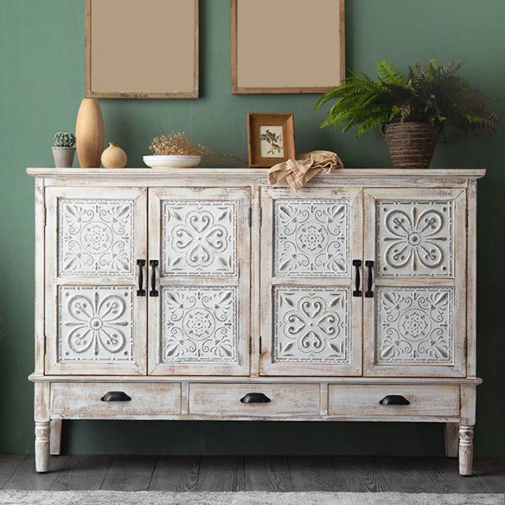 Industrial Accent Cabinet with Legs and Wooden Shelf Distressed Wood Cabinet