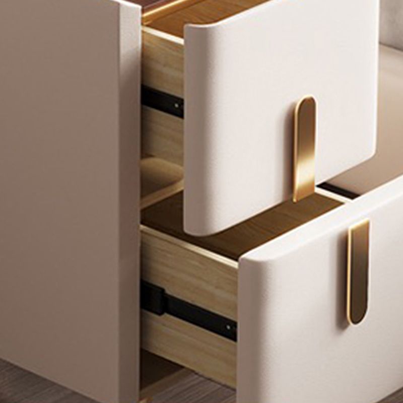 20 Inch H Nightstand 2-Drawer Storage Glam Solid Wood Night Table with Legs