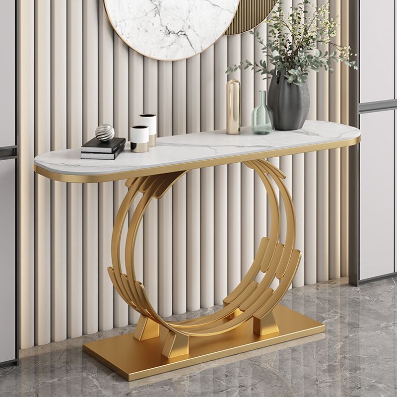 Glam Marble and Metal Rectangle Console Accent Table for Hall