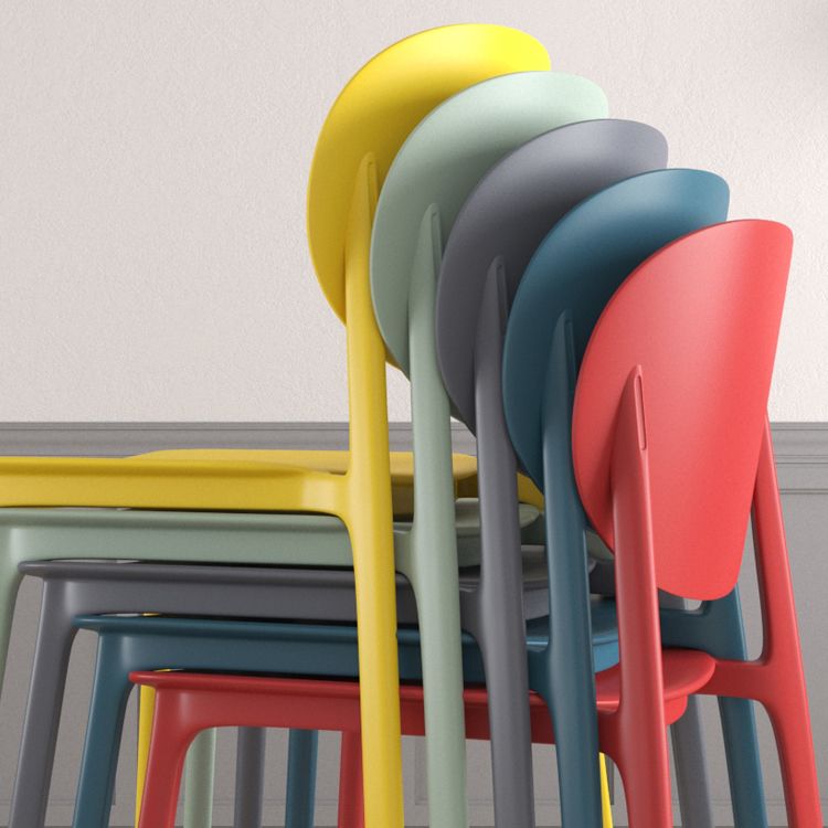 Plastic Contemporary Kitchen Dining Chair Armless Open Back Chair