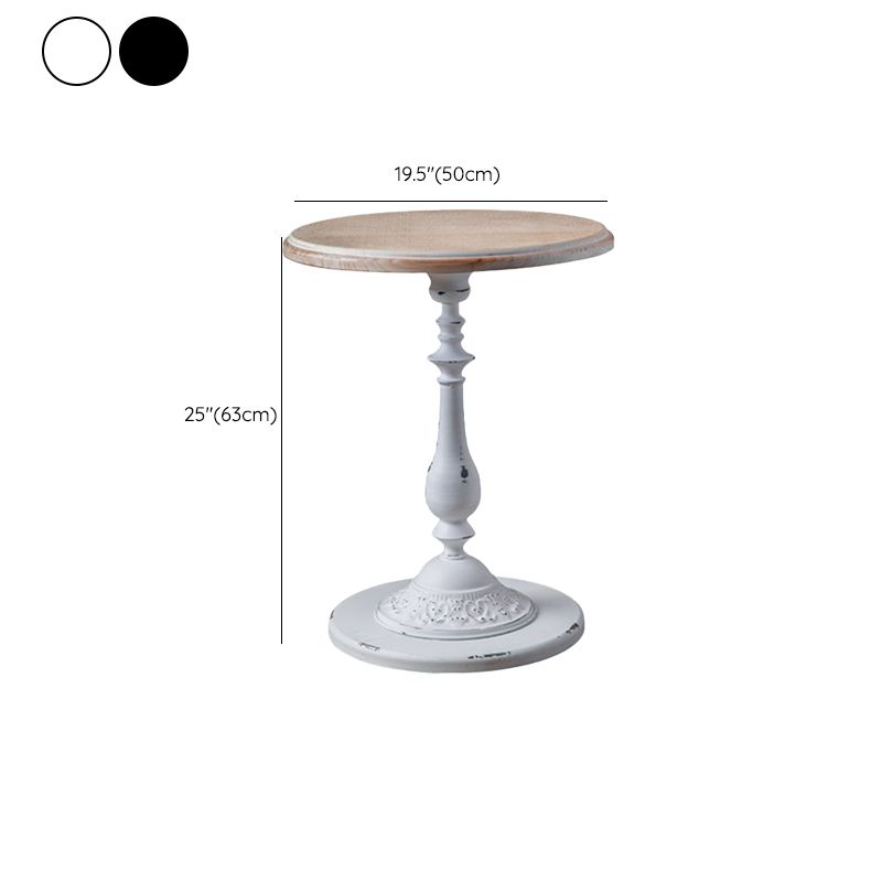 Rustic Style Sofa Side Accent Table Round Shape Metal and Wood Side Table