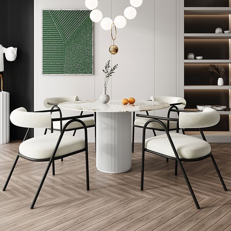 Modern 1/5 Pieces Dining Set Round Stone Dining Table for Dining Room