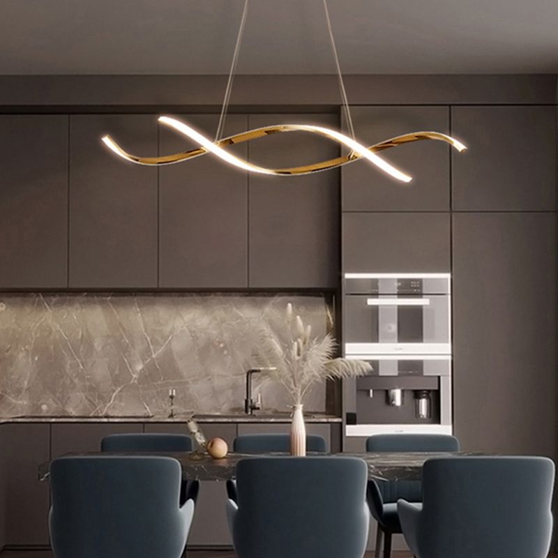 Strip Shape Island Lamp Modern LED Island Hanging Light with Silica Gel Shade for Bedroom