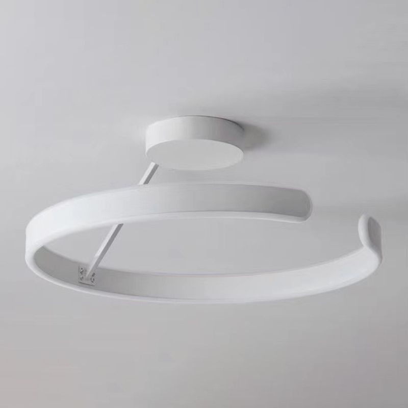 Metal Geometric Semi Flush Mount Fixture Modern Semi Flush Light Fixture in White