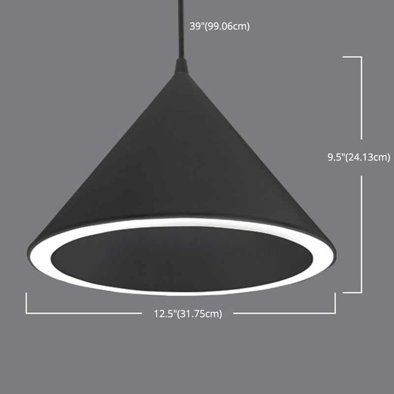 Dinning Room LED Hanging Light Fixture Simple Style Hanging Ceiling Light with Cone Metal Shade